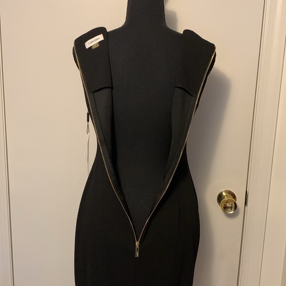 Calvin Klein Rhinestone-Embellished Zippered back Sheath Black Size 2 NWT #D21 - Picture 7 of 13